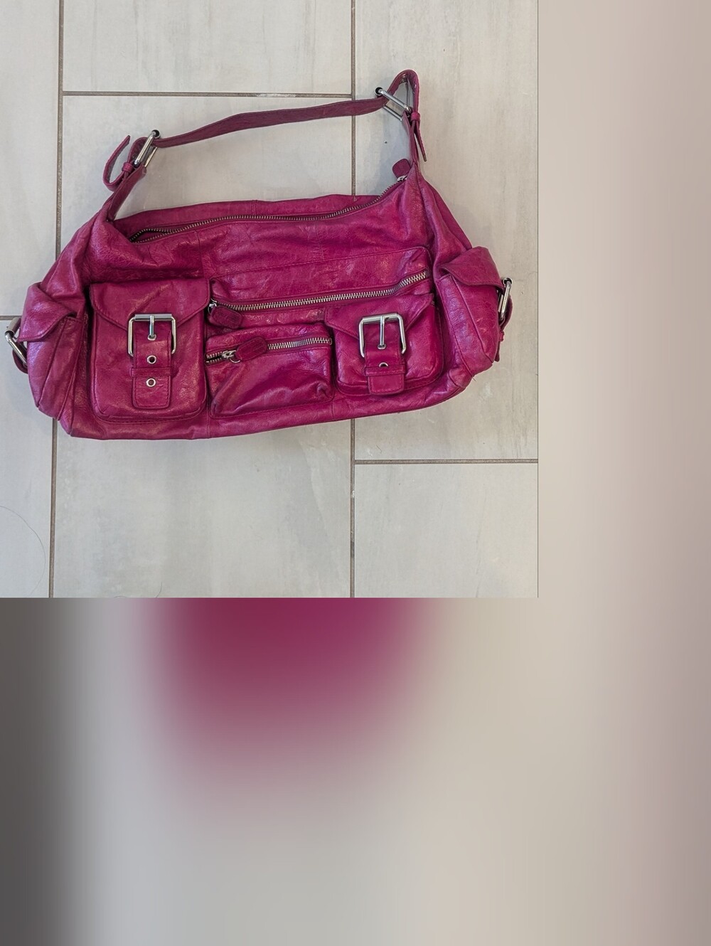 Women's Magenta Leather Shoulder Bag - Stylish Everyday Carry
